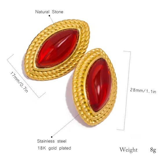 Anthropologie Black 18K Gold Stainless Steel Waterproof Oval Earrings - Picture 3 of 3